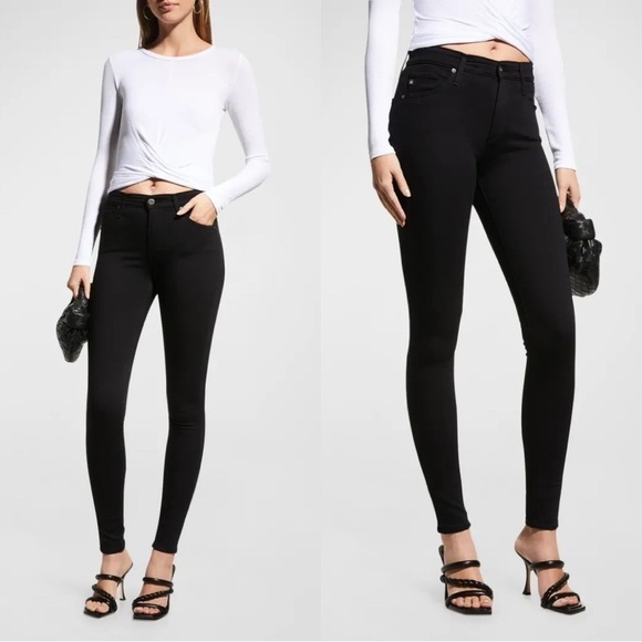 AG ADRIANO GOLDSCHMIED The Farrah High Rise Skinny Ankle Black Sz 25 - Picture 1 of 7